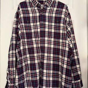 Duluth Trading Co Plaid Shirt in Navy and Red